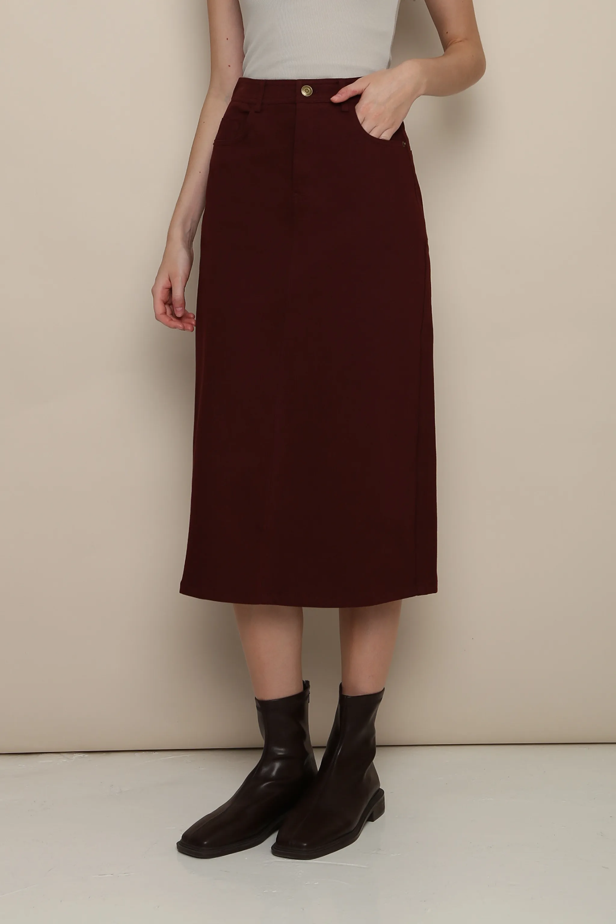 Timeless Touch Outdoor Gathering Mirae Column Skirt Burgundy