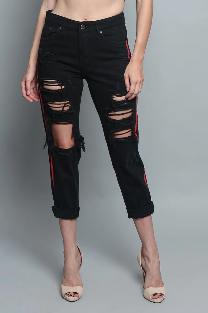 Functional Ease Distressed Two Striped Jeans