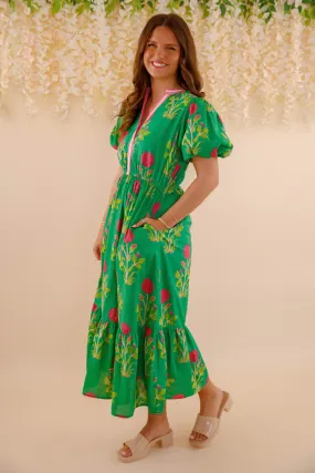 All Gender Fit Flattering Cut Wear Bring Me Back To Life Midi Dress-Green