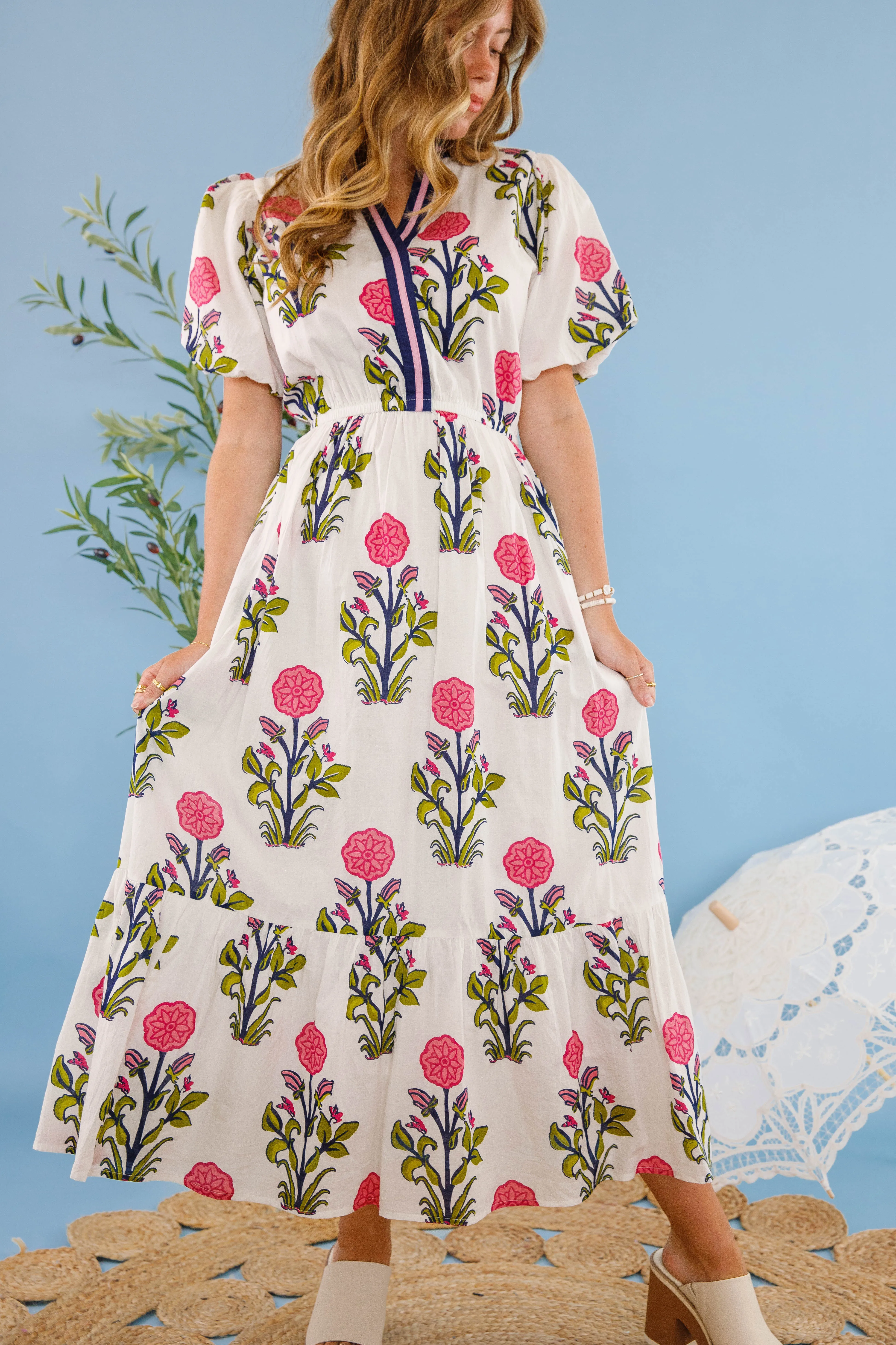 Bring Me Back To Life Midi Dress-White Vintage feel