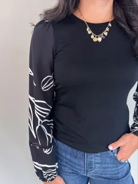 Bristol Black Floral Sweater Perfectly Cozy Fit Comfort Wear