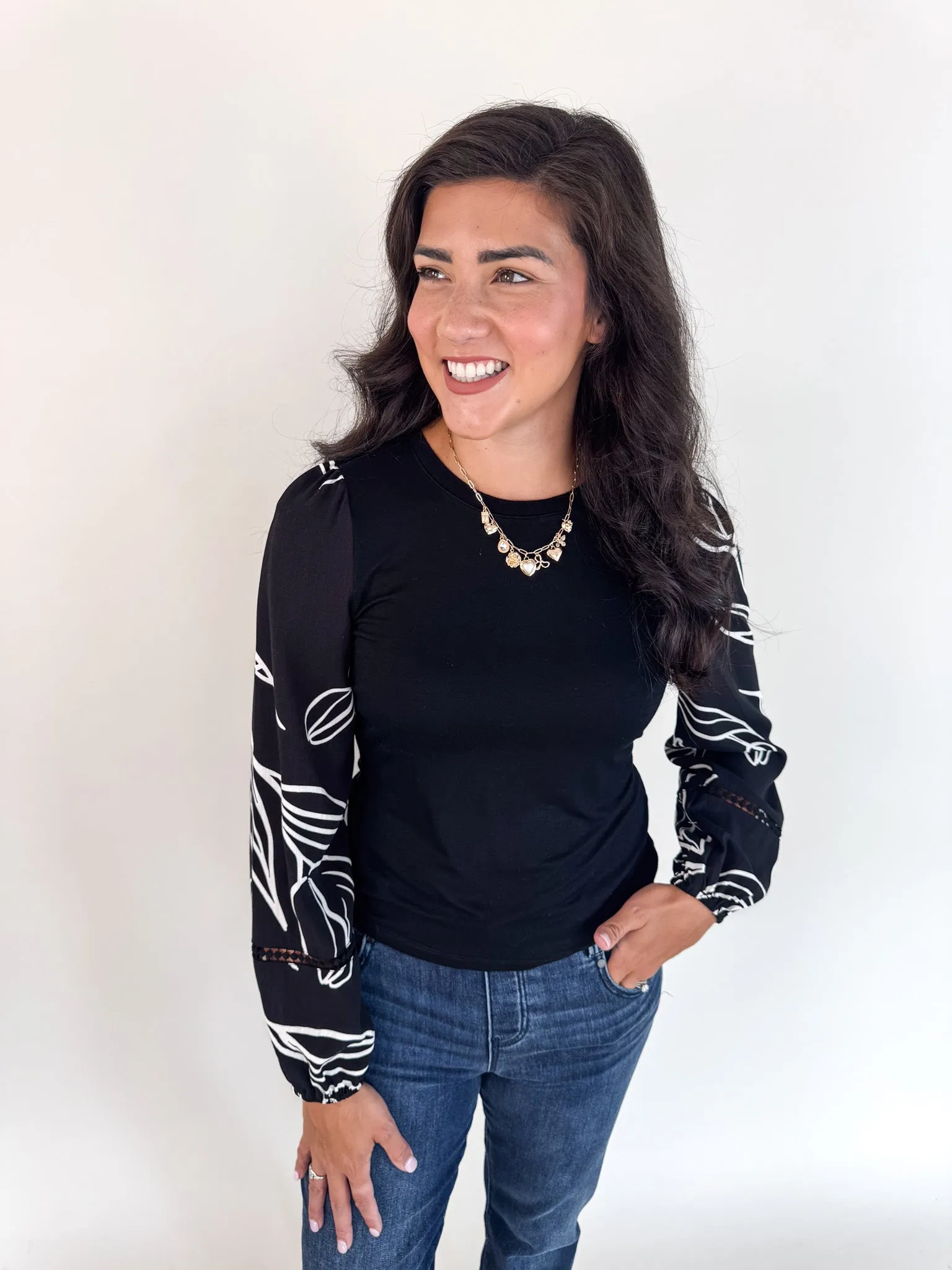 Bristol Black Floral Sweater Functional Layers