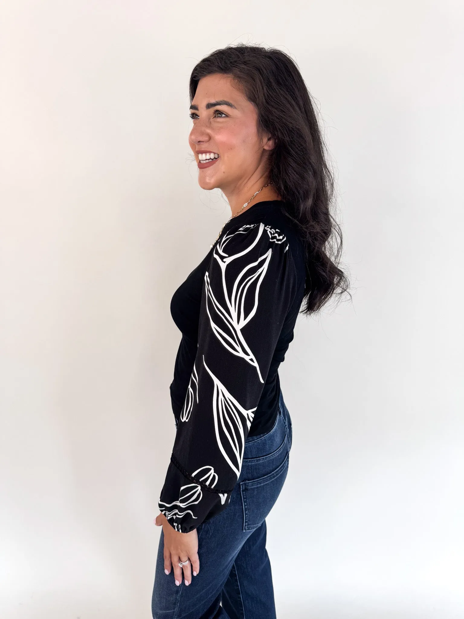 Bristol Black Floral Sweater Performance Comfort Fit Ultimate Knitwear