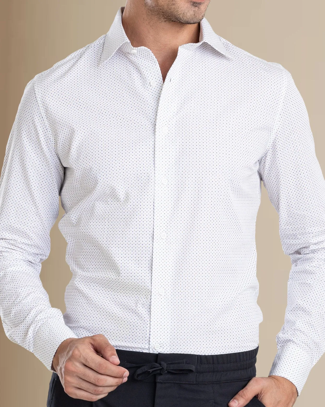 Brown Blue Mini Alphabets Prints Shirt Geometric Shape