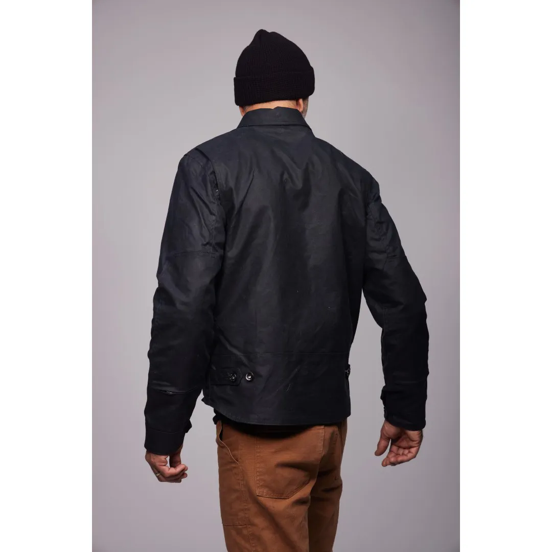 Smooth Zipper Action Layered Cuff System The Driggs Waxed Canvas Black Riding Jacket