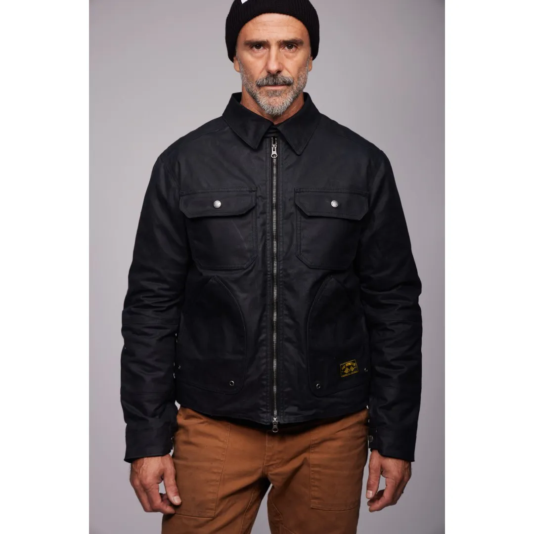 The Driggs Waxed Canvas Black Riding Jacket SoftshellTexture