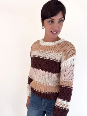 Multipanel Construction Sophisticated Comfort Butter Pecan Chunky Sweater