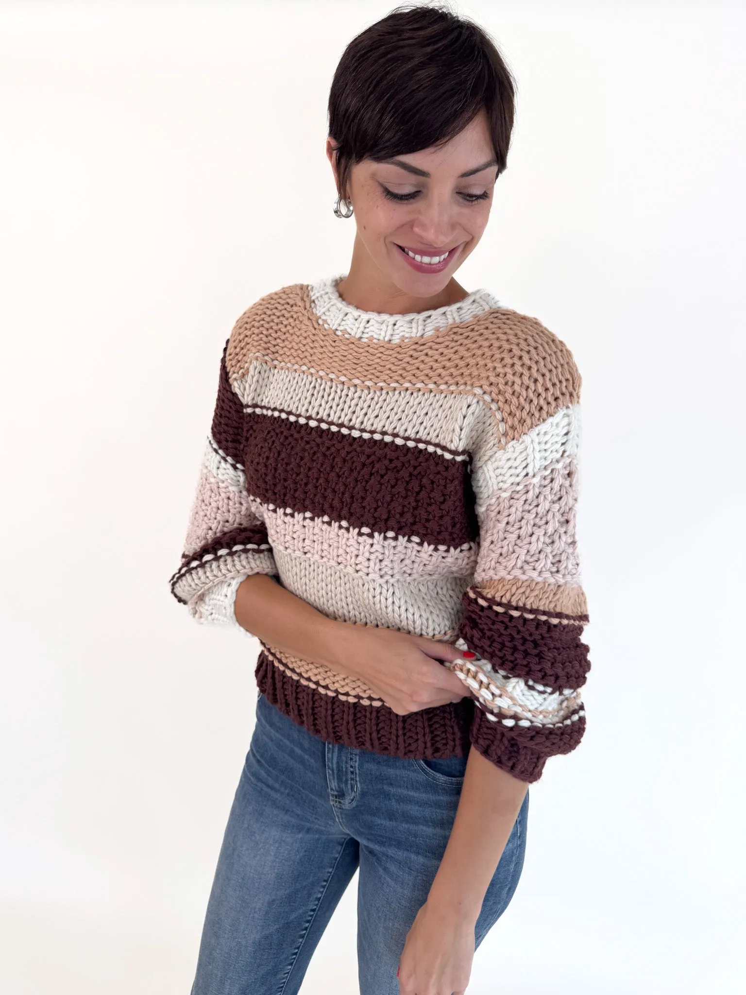 Cozy Texture Casual Chic Butter Pecan Chunky Sweater