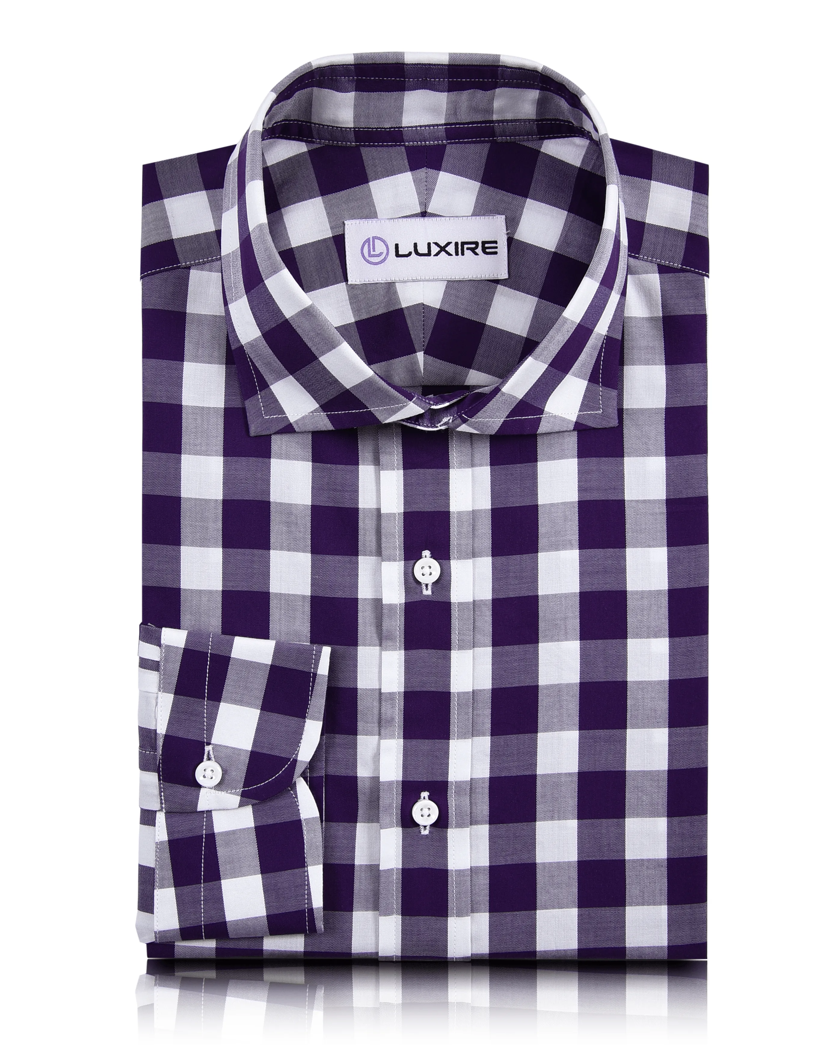 Button Down Design color block Monti Purple Mid Gingham Shirt