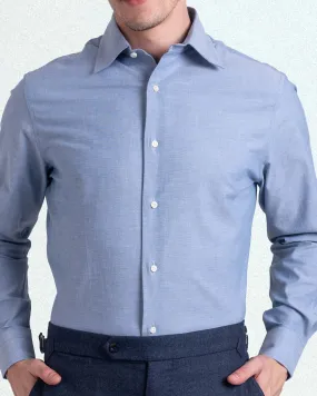 Fashion Forward Design Handcrafted Detail Persian Blue Oxford Shirt