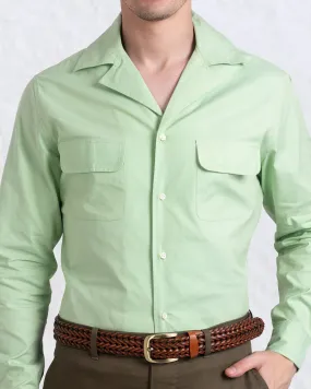 Youth fashion Beach Ready Camp Collar Shirt in Pista Green Plain