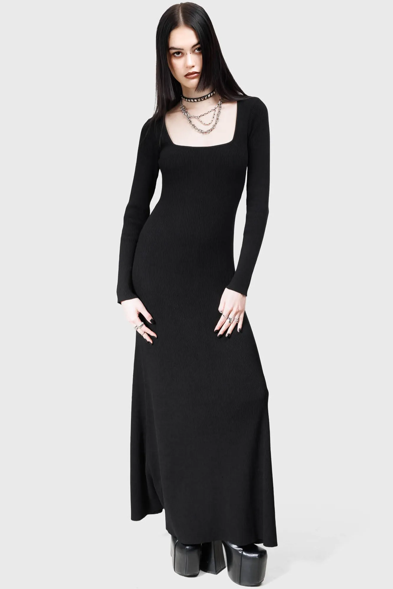 Dark Glyph Dress Timeless Energy Luxurious Feel