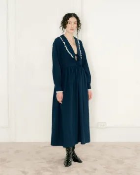 Elegant Appearance All Moments A BRONZE AGE WOOLF DRESS - NAVY DIMPLE