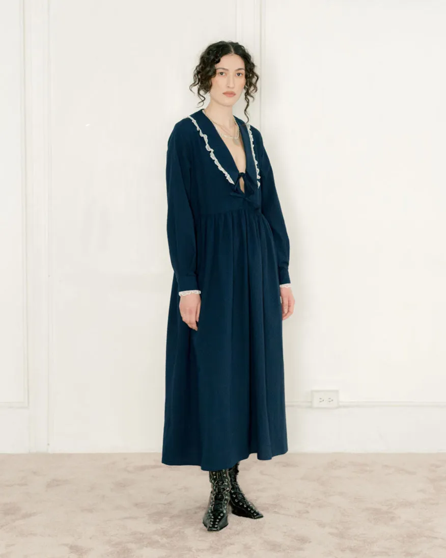 Elegant Appearance All Moments A BRONZE AGE WOOLF DRESS - NAVY DIMPLE