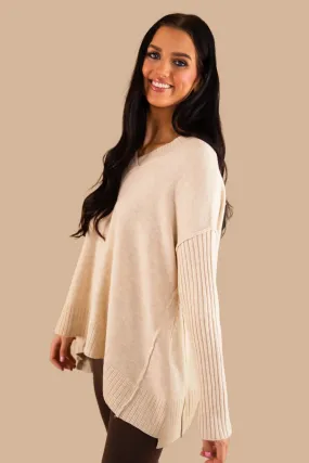 Be There For You Sweater-Oatmeal Comfort Fit Design Cozy & Soft