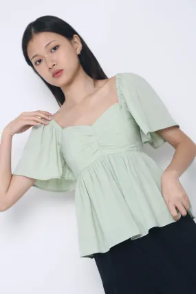 Basic Sweatshirt Ceci Sweetheart Babydoll Top Apple Mint