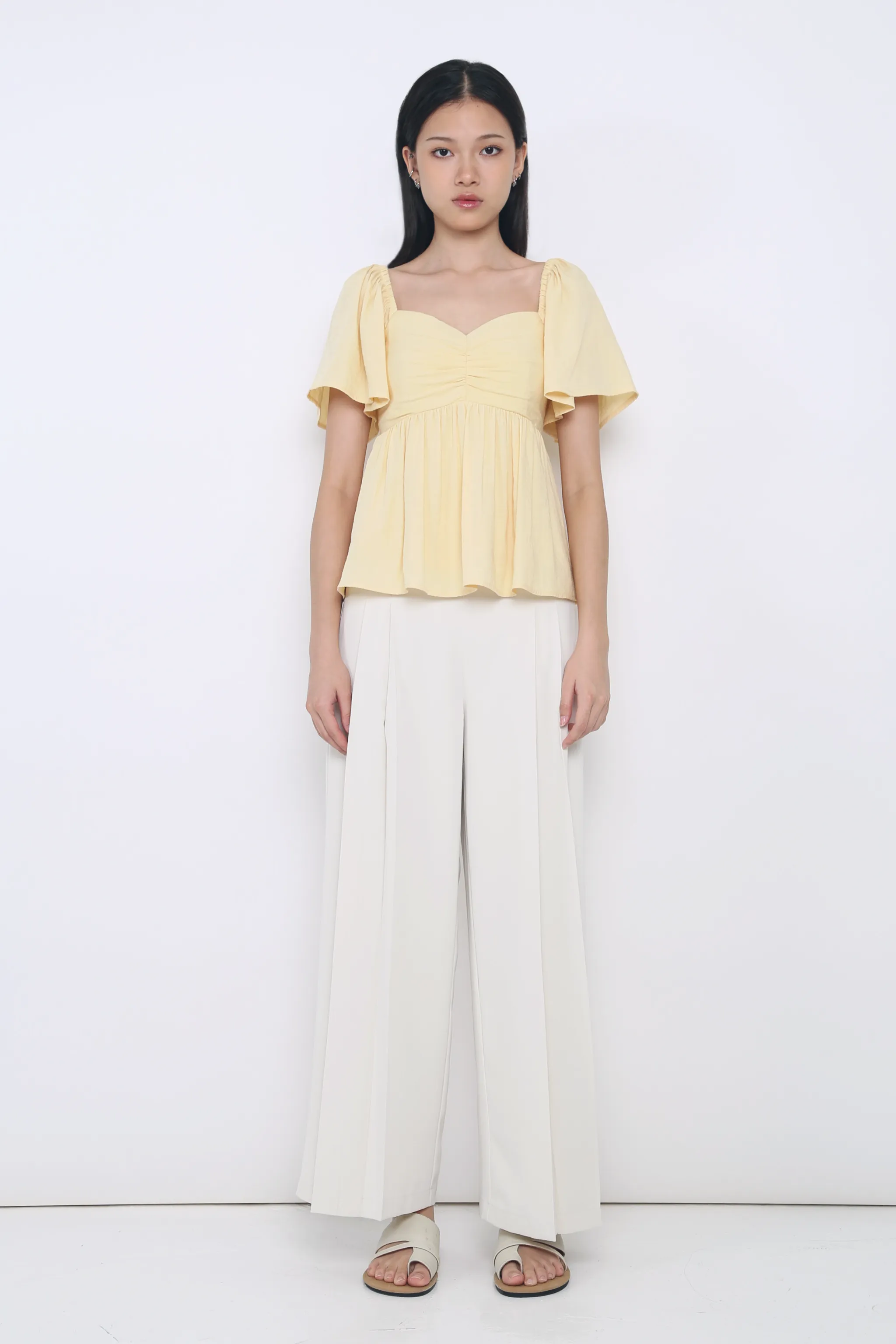 Ceci Sweetheart Babydoll Top Sunshine Yellow Everyday Look