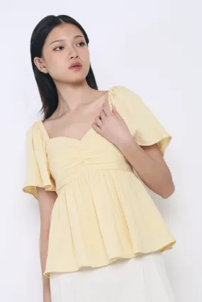 ConvertibleStyle Stain Repellent Coating Ceci Sweetheart Babydoll Top Sunshine Yellow