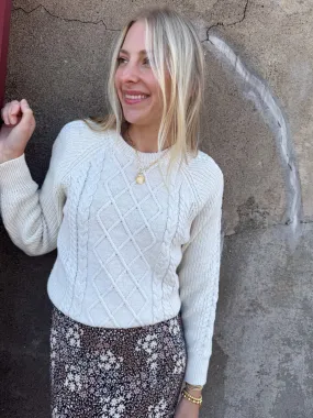 Chalk Cable Popover Sweater Luxe Wear