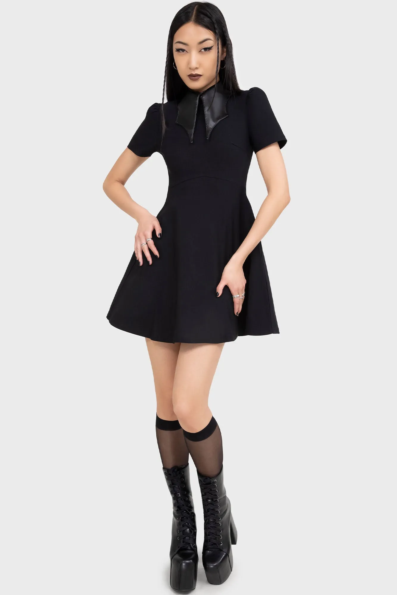 Chapel Collar Dress Pop Texture Walk Easy