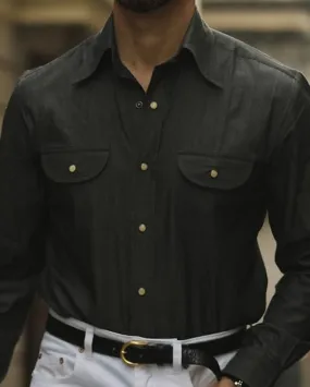 Charcoal Denim Chambray Western Shirt Smart Layering