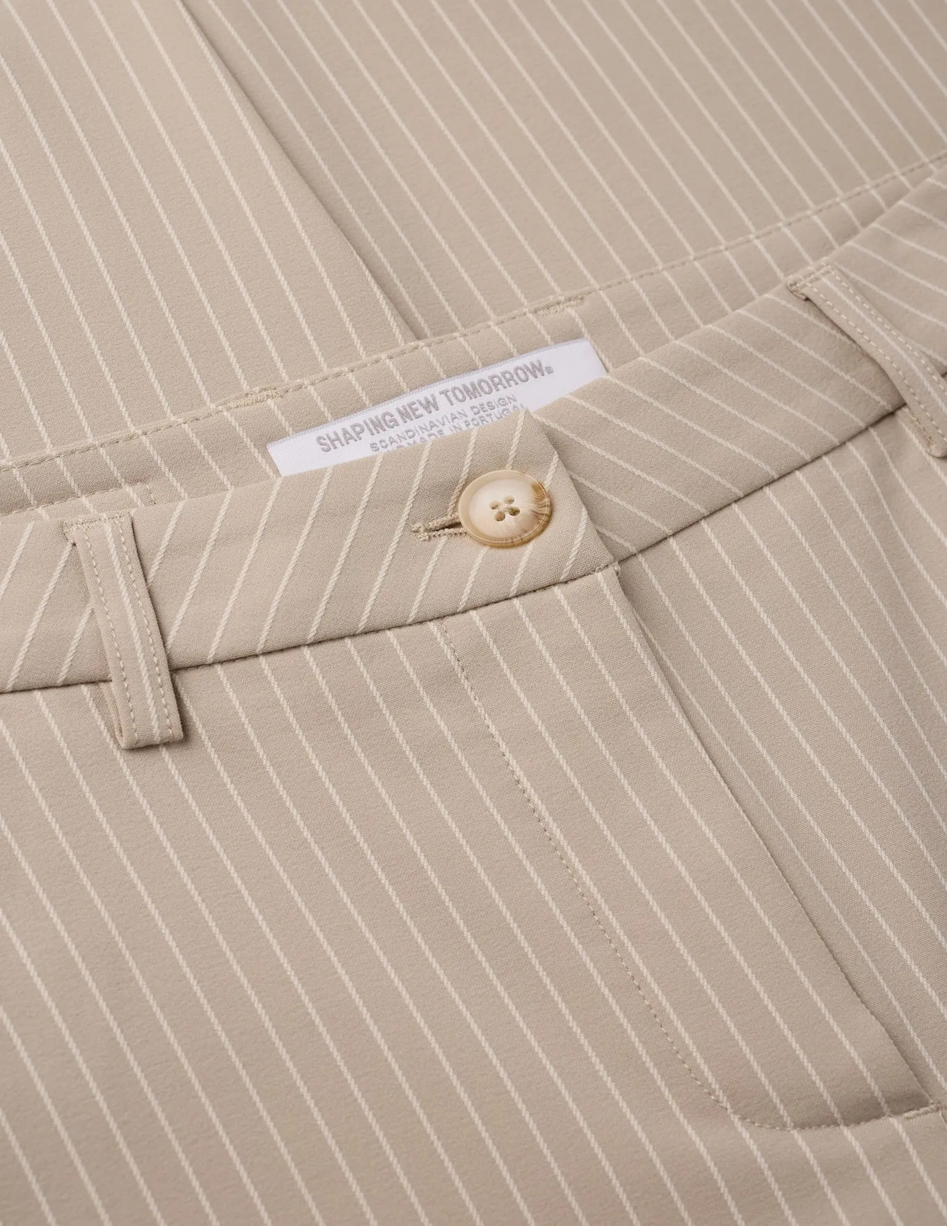 Essential Pants Straight Island Sand Pinstripe Comfy Motion