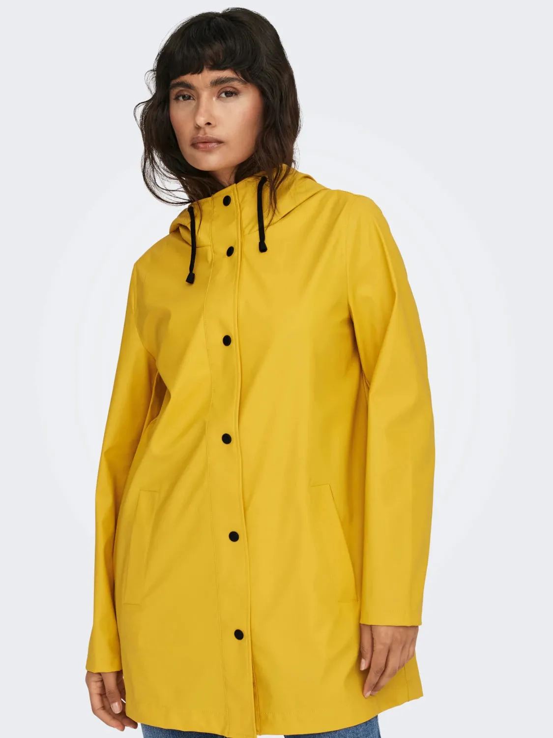Ellen Raincoat - Yolk Yellow Checkered Style Light Reflective Zippers