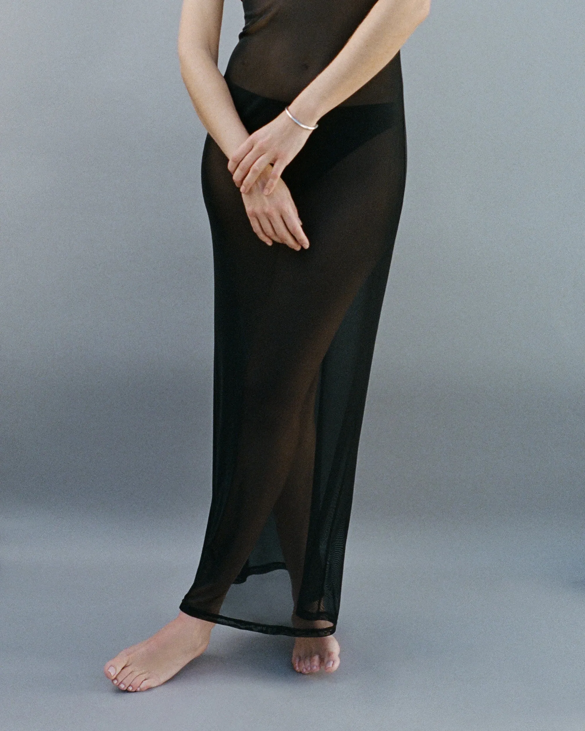 KYE INTIMATES OVERLAY SLIP DRESS BLACK Cozy Touch