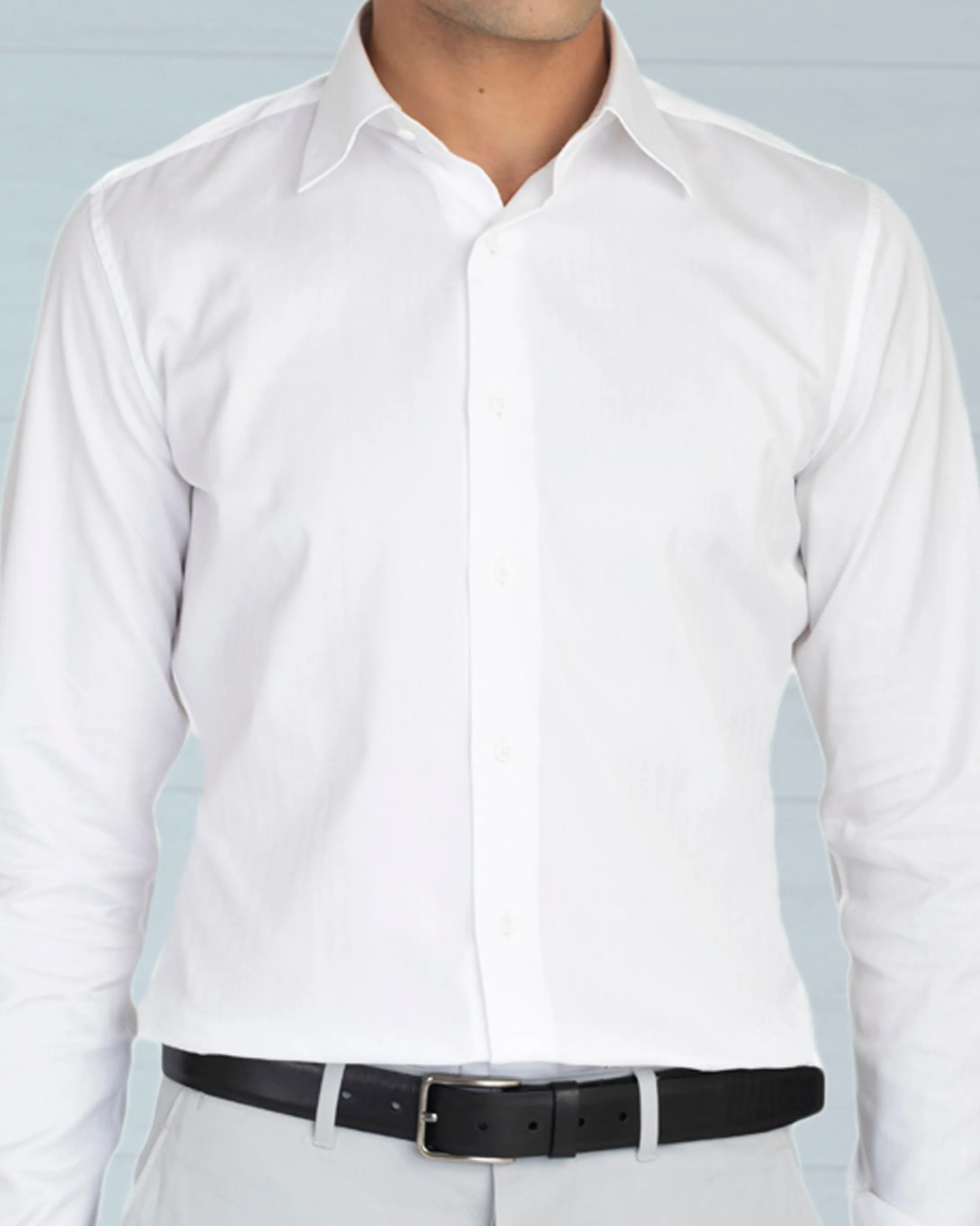 Reinforced Buttonholes Holiday Outfit Brembana White Herringbone Shirt