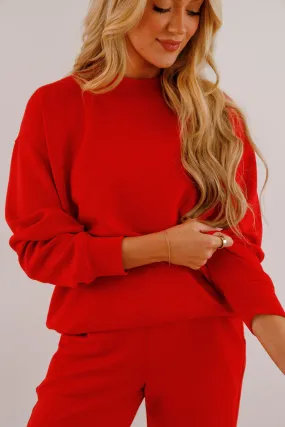 Ergonomic Sleeve Engineering Active Wear Fit Gathering Miles Pullover-Red