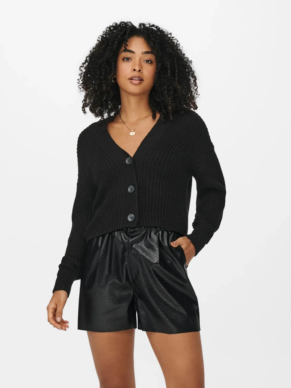 Stylish Knit Look Stretch Knit Carol Nice LS Cardigan