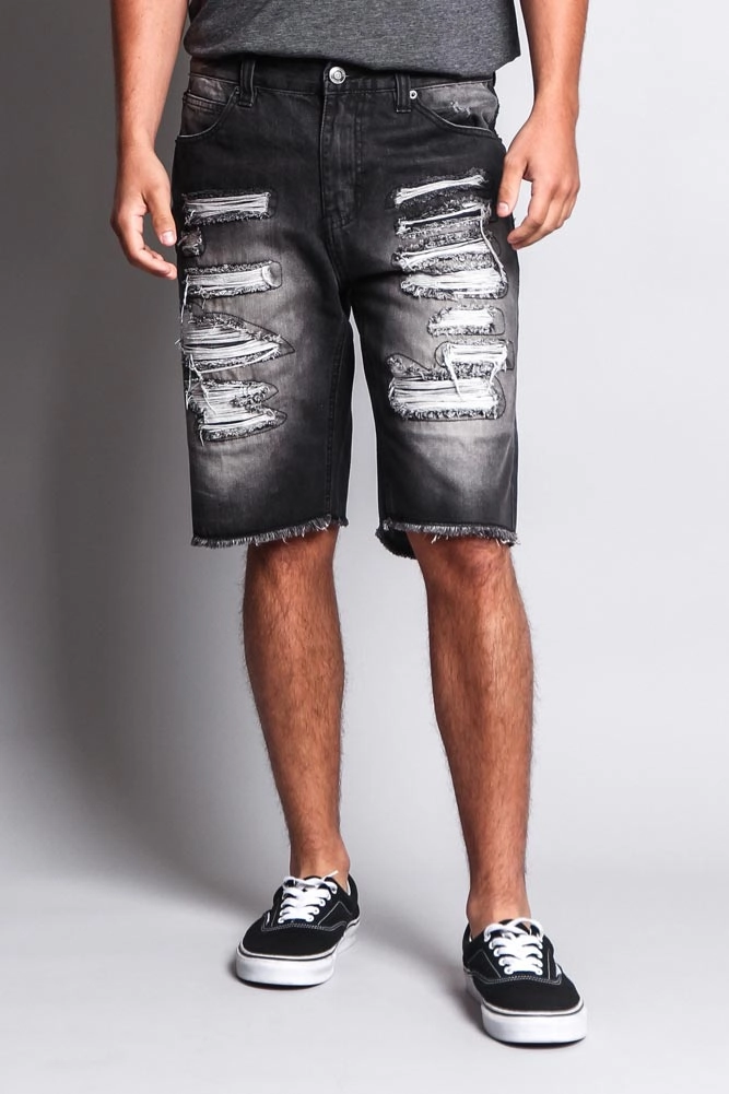 Men's Faded Distressed Shorts Light Coverage