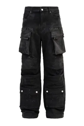 Long Use Men's Y2k Wide Fit Utility Baggy Denim Pants