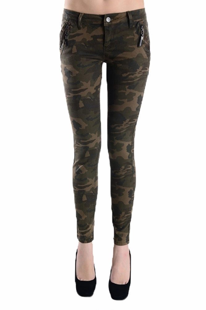 Move Freely Durable Material Women's Camo Print Skinny Jeans