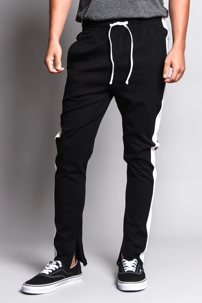 Premium Stretch Slim Fit Striped Track Pants Chic Vibe Work Ready