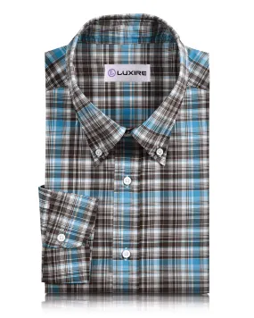 Breathable Comfort Low Maintenance Choco Brown Aqua Checks Shirt