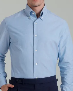 Classic Aqua Blue Oxford Shirt Non-irritating Cozy Option