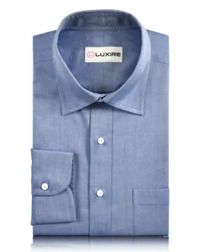Classic Blue Herringbone Shirt Handcrafted Detail