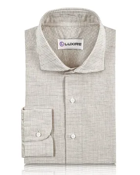 No Slip Shoulder Grip Cotton Linen: Fade Brown Graph Checks On White Shirt