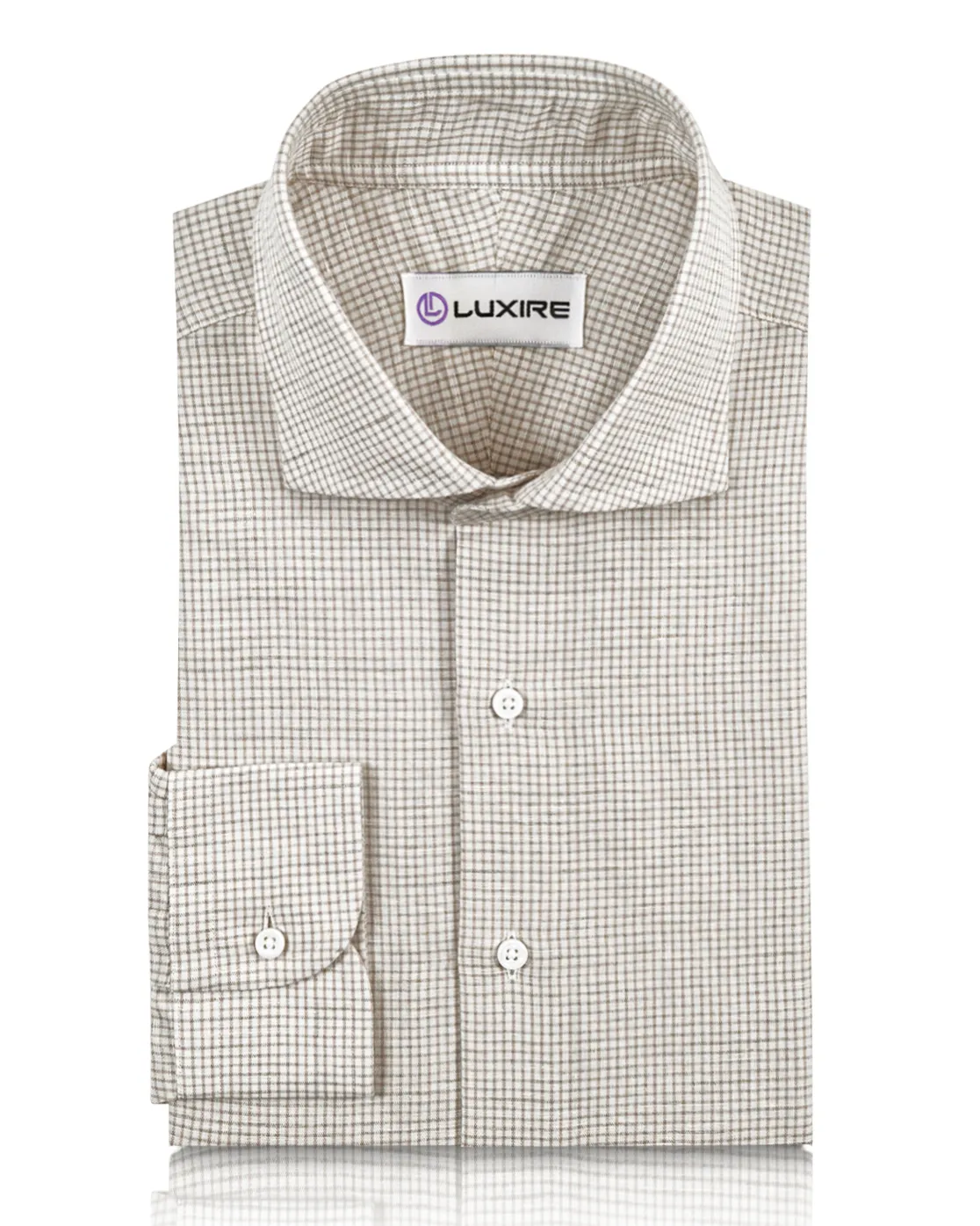 No Slip Shoulder Grip Cotton Linen: Fade Brown Graph Checks On White Shirt