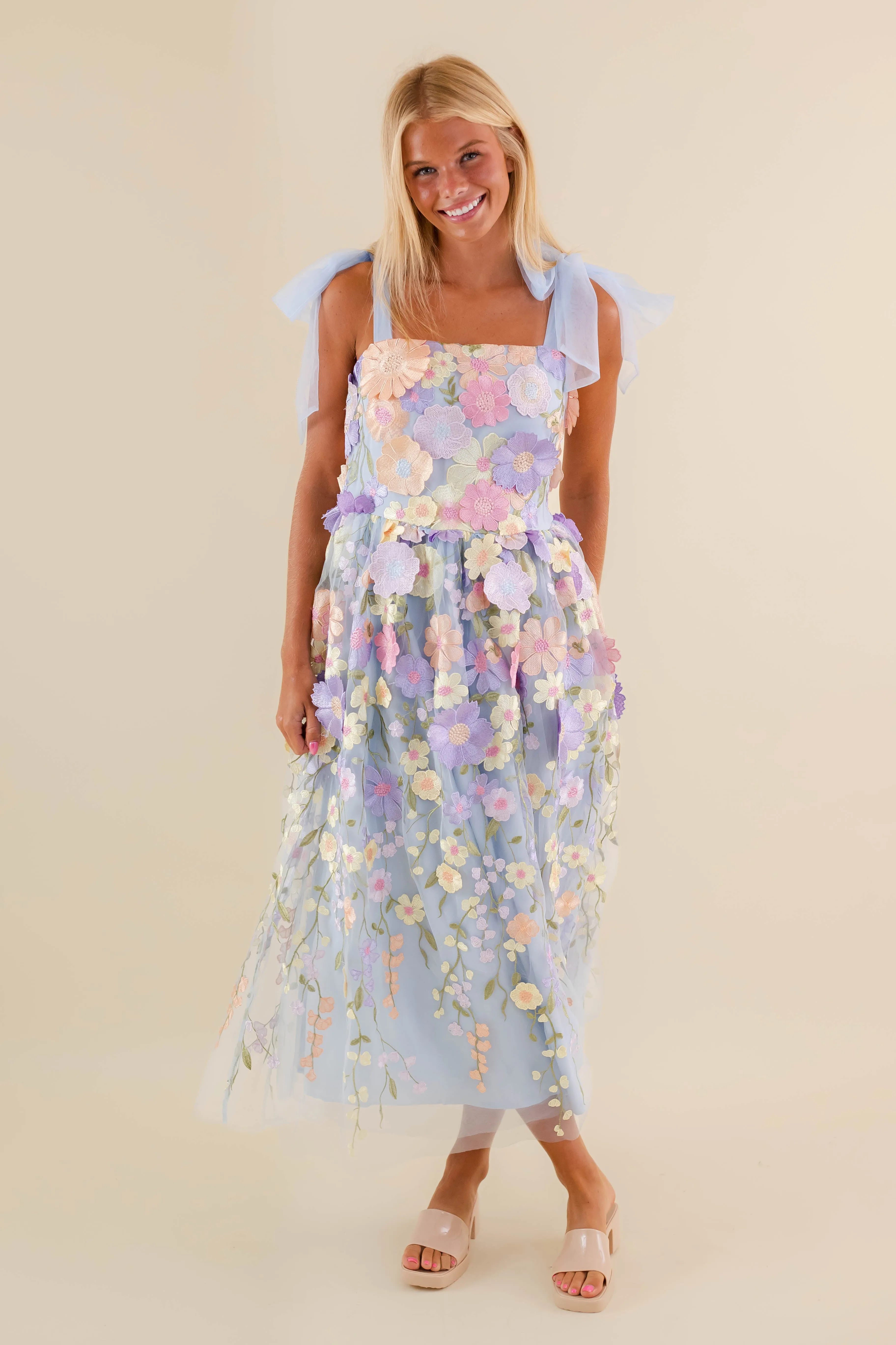 Classic Romance 3D Flower Maxi Dress Effortless Comfort