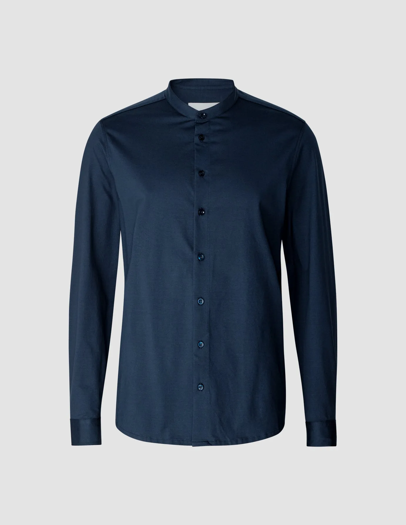 Classic Shirt Mandarin Collar Navy Compact Packing Breathable Design