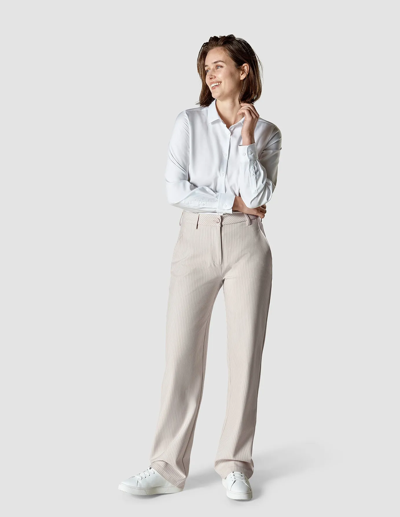 Essential Pants Straight Cream Latte Soft Texture Lightweight Material