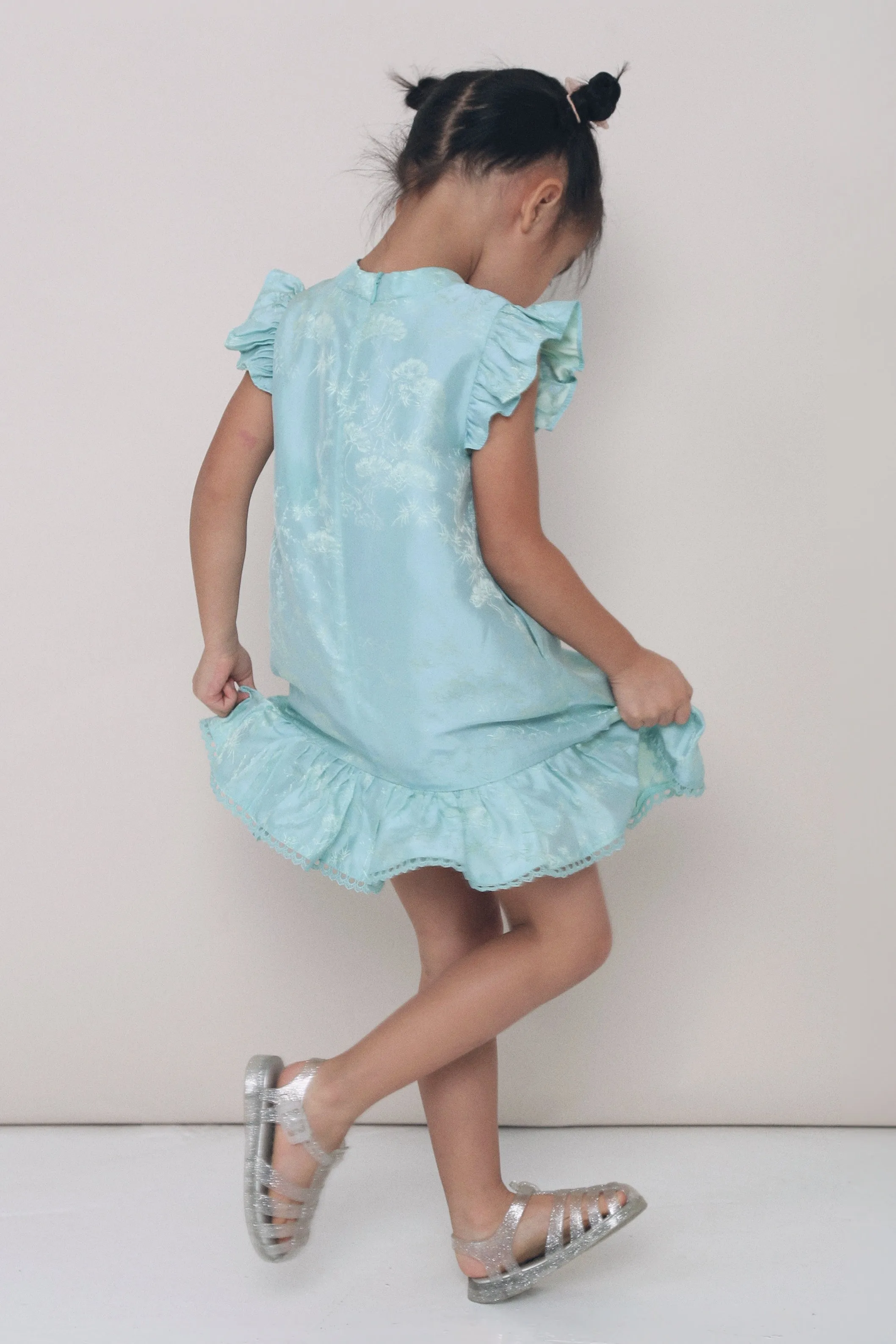 Editor??s-Pick Chic Tone CNY MINI Evie Oriental Sleeveless Dress Sage