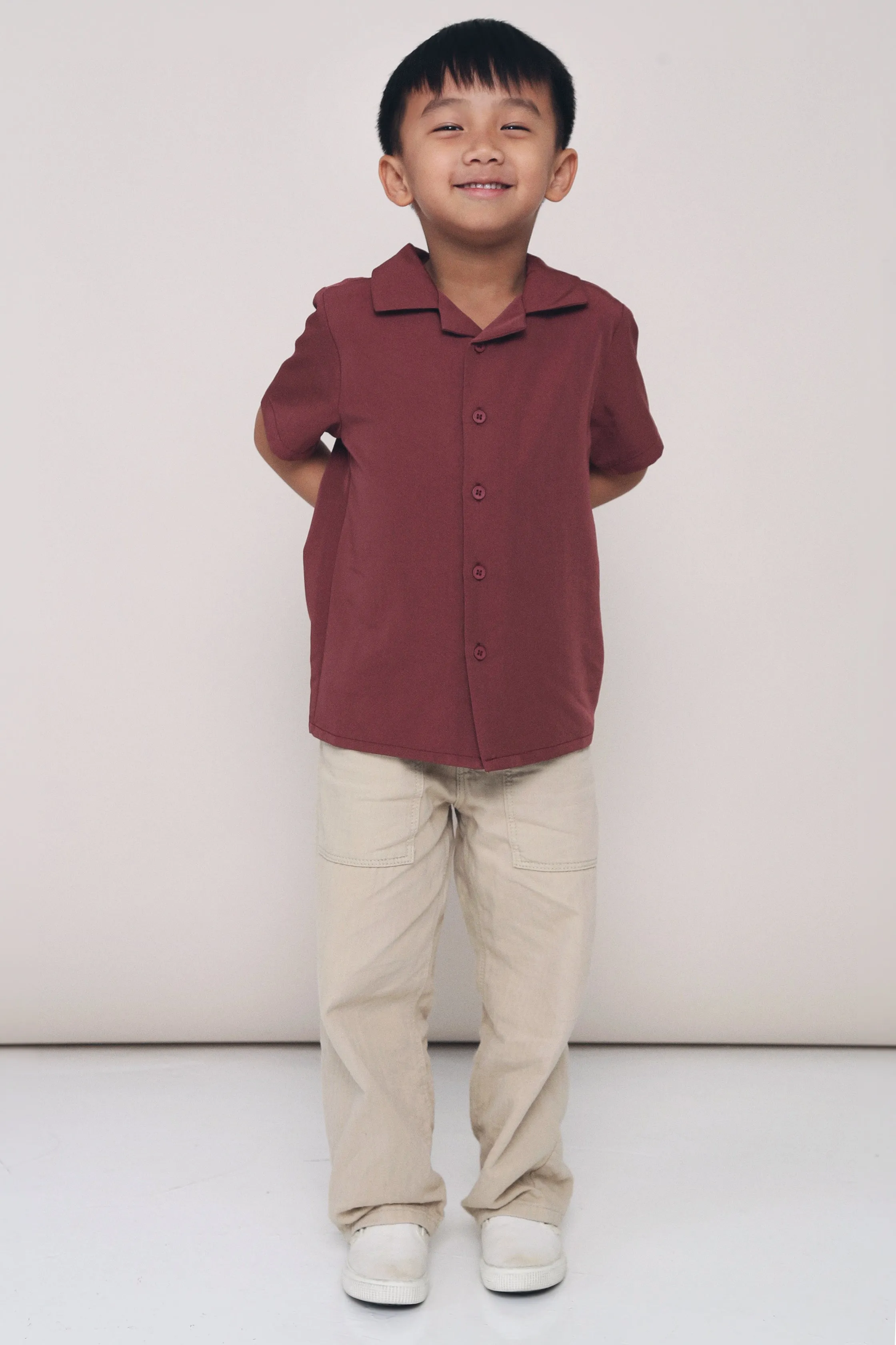 CNY MINI Harry Camp Collar Shirt Pomegranate Anti Static Treatment Reinforced Hem