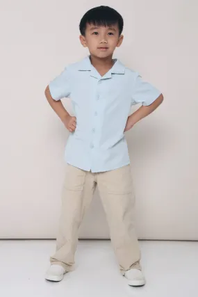 CNY MINI Harry Camp Collar Shirt Powder Blue Long Sleeve Shirt UV Protection Enhanced