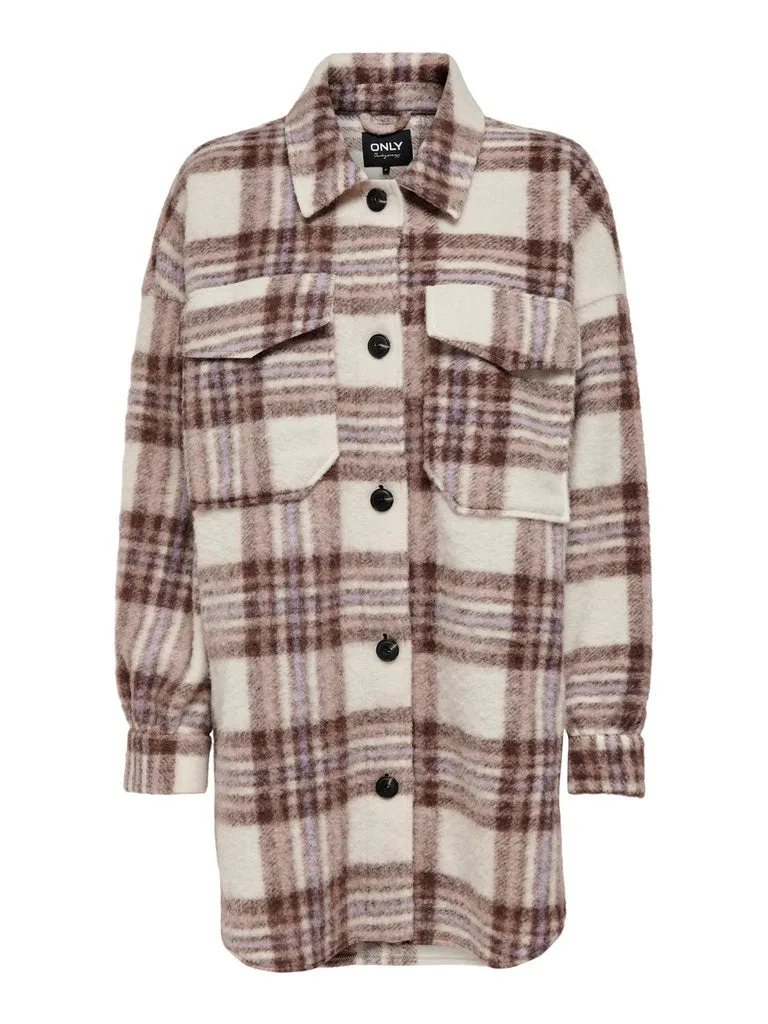 Rosa Long Shacket - Apple Butter Plaid understated look