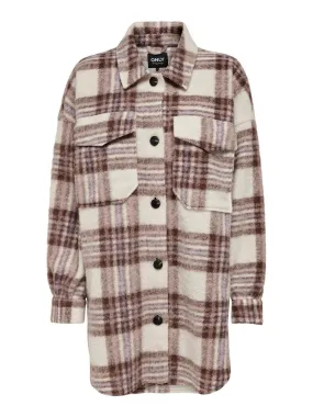 Rosa Long Shacket - Apple Butter Plaid understated look