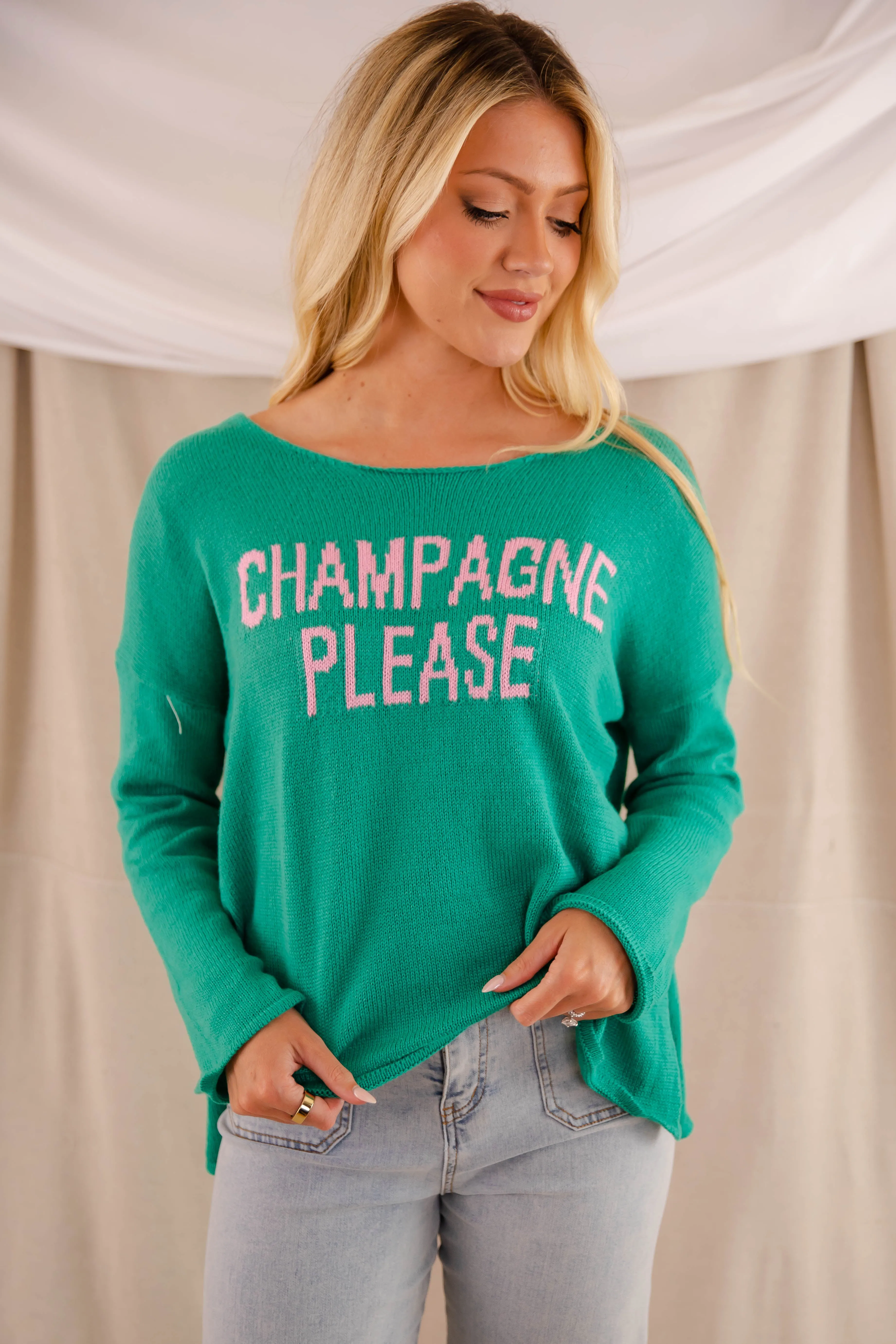 Champagne, Please! Knit Sweater Cozy Knit Look Fashionable Layer