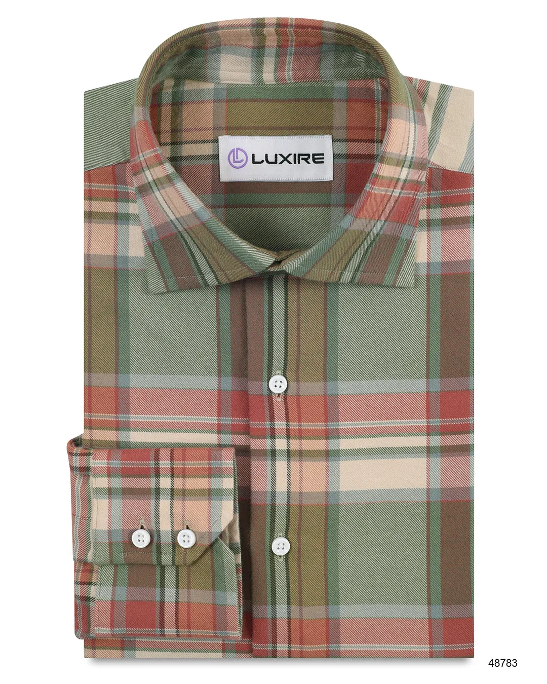 Olive Peach Apricot Tartan Midweight Textile Beach Wear